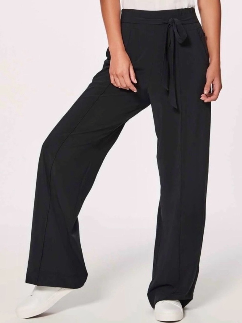 Lululemon NOIR Pant Black Wide Leg Tie Front Trousers Relaxed Fit - Picture 2 of 12
